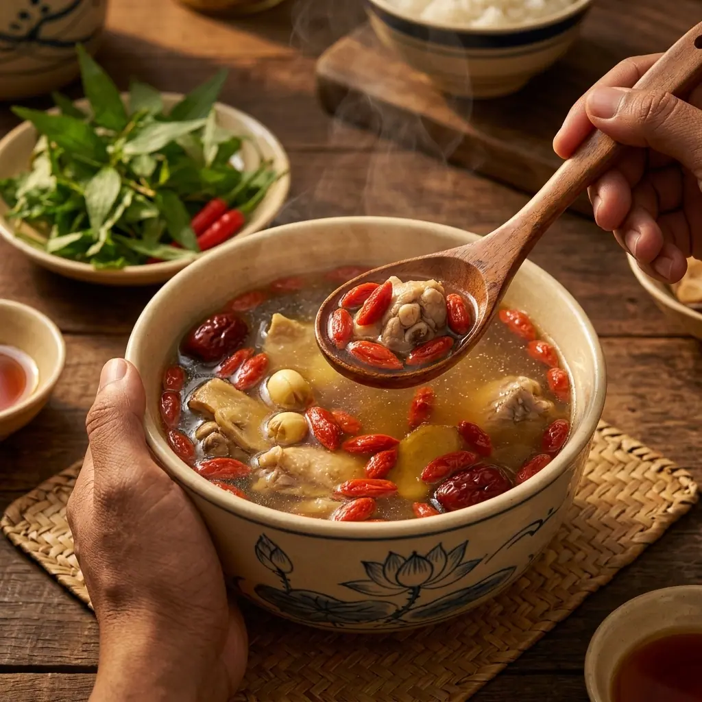 Canh gà với kỷ tử