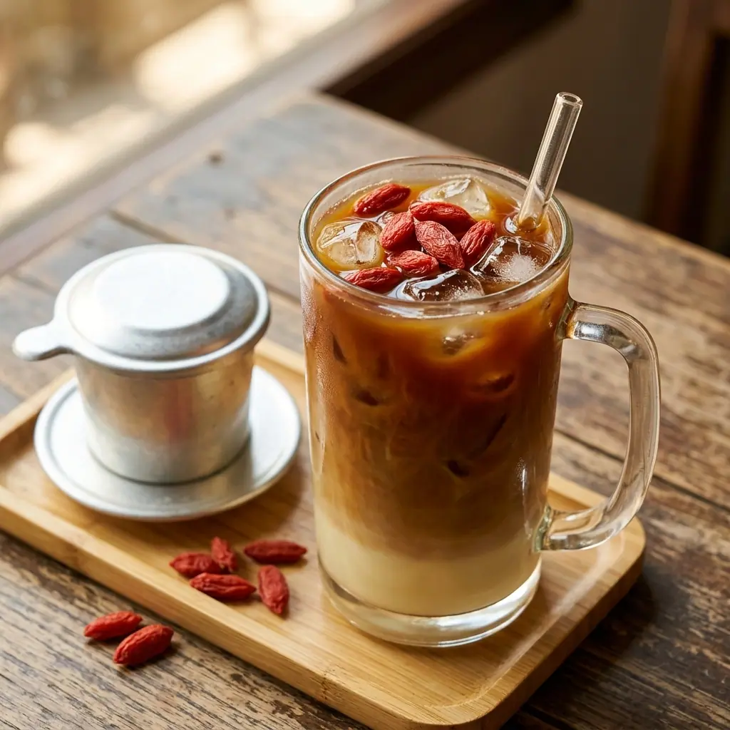 Cà phê sữa đá kỷ tử